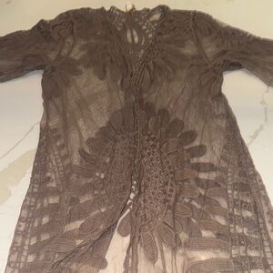 Sheer Brown Lace Cover-Up